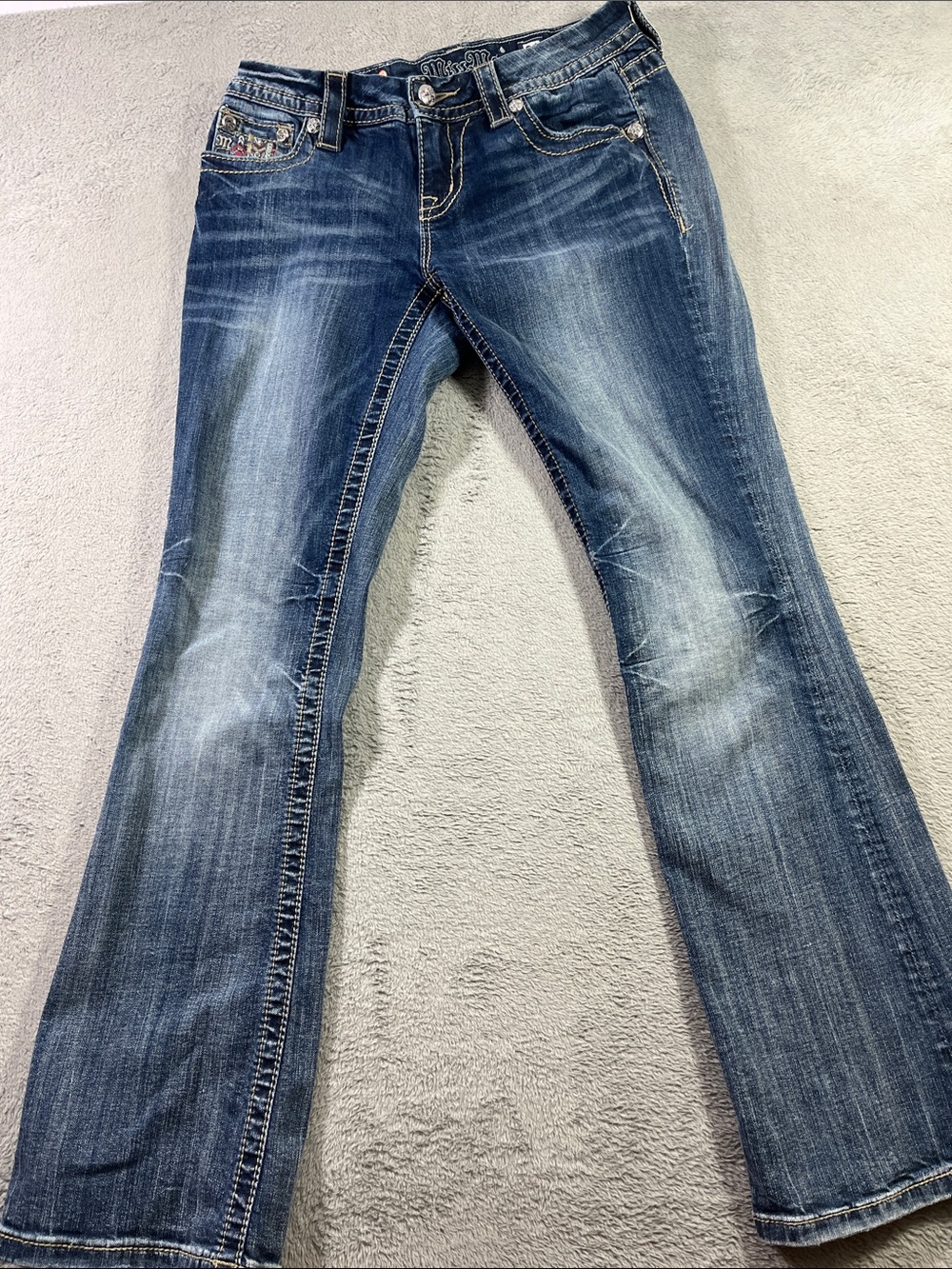 Miss Me Blue Fade Flare Jeans Mid-Rise Boot Cut Size 26